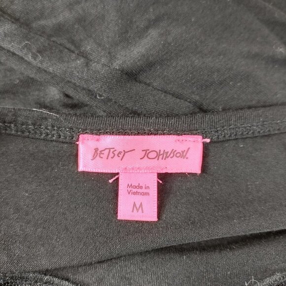 Betsey Johnson black animal print lace heart long sleeve shirt blouse Medium - Picture 7 of 7